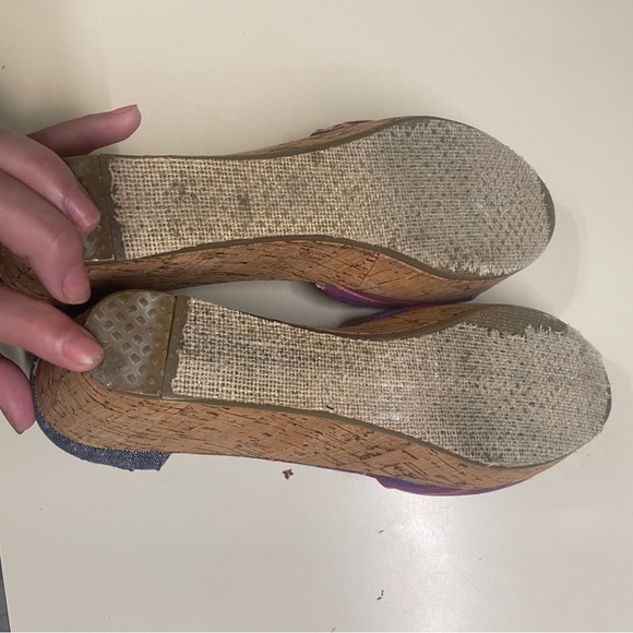 Toms womens platform wedge strappy aztec and chambray print open toe sandals 7.5 - Picture 4 of 6
